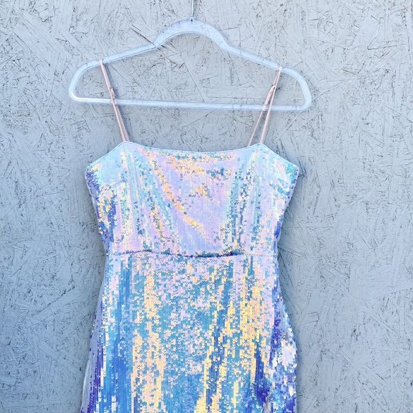 NWT $288 NBD Amethyst Sequin Side Slit Sleeveless Column Maxi Gown Dress M - Picture 5 of 12